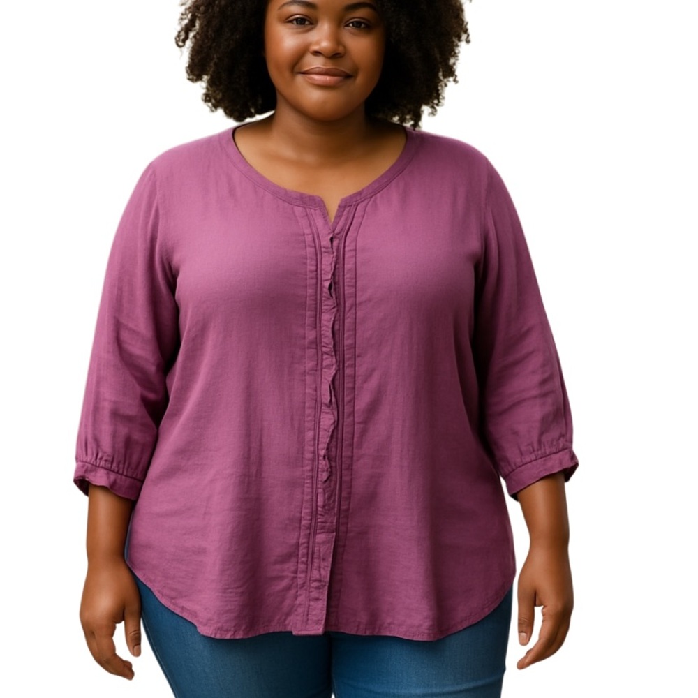 Pleated J. Jill magenta linen Women's Blouse